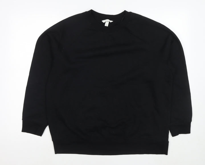 H&M Womens Black Cotton Pullover Sweatshirt Size L Pullover