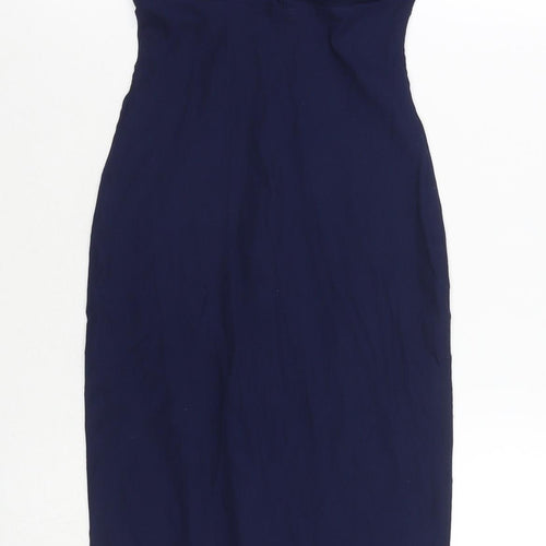 Rare London Womens Blue Polyester Bodycon Size 6 Sweetheart Zip