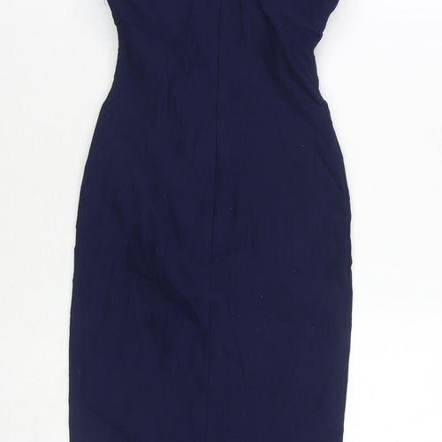 Rare London Womens Blue Polyester Bodycon Size 6 Sweetheart Zip