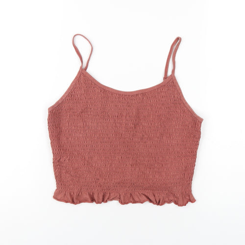 ASOS Womens Brown Cotton Camisole T-Shirt Size 10 Round Neck