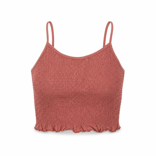 Front view of ASOS women’s brown cotton camisole t-shirt, size UK 10, round neck