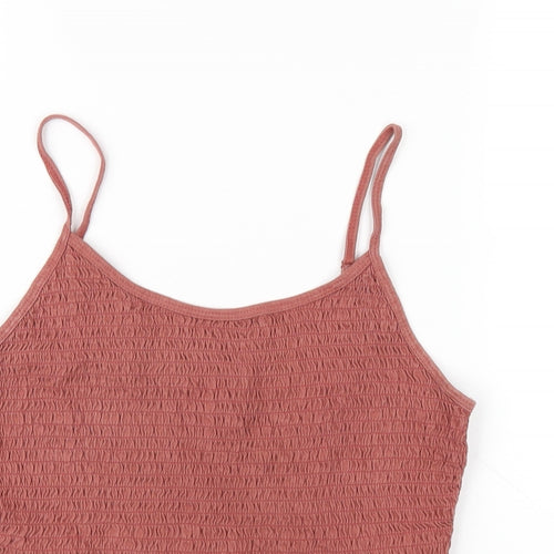 ASOS Womens Brown Cotton Camisole T-Shirt Size 10 Round Neck