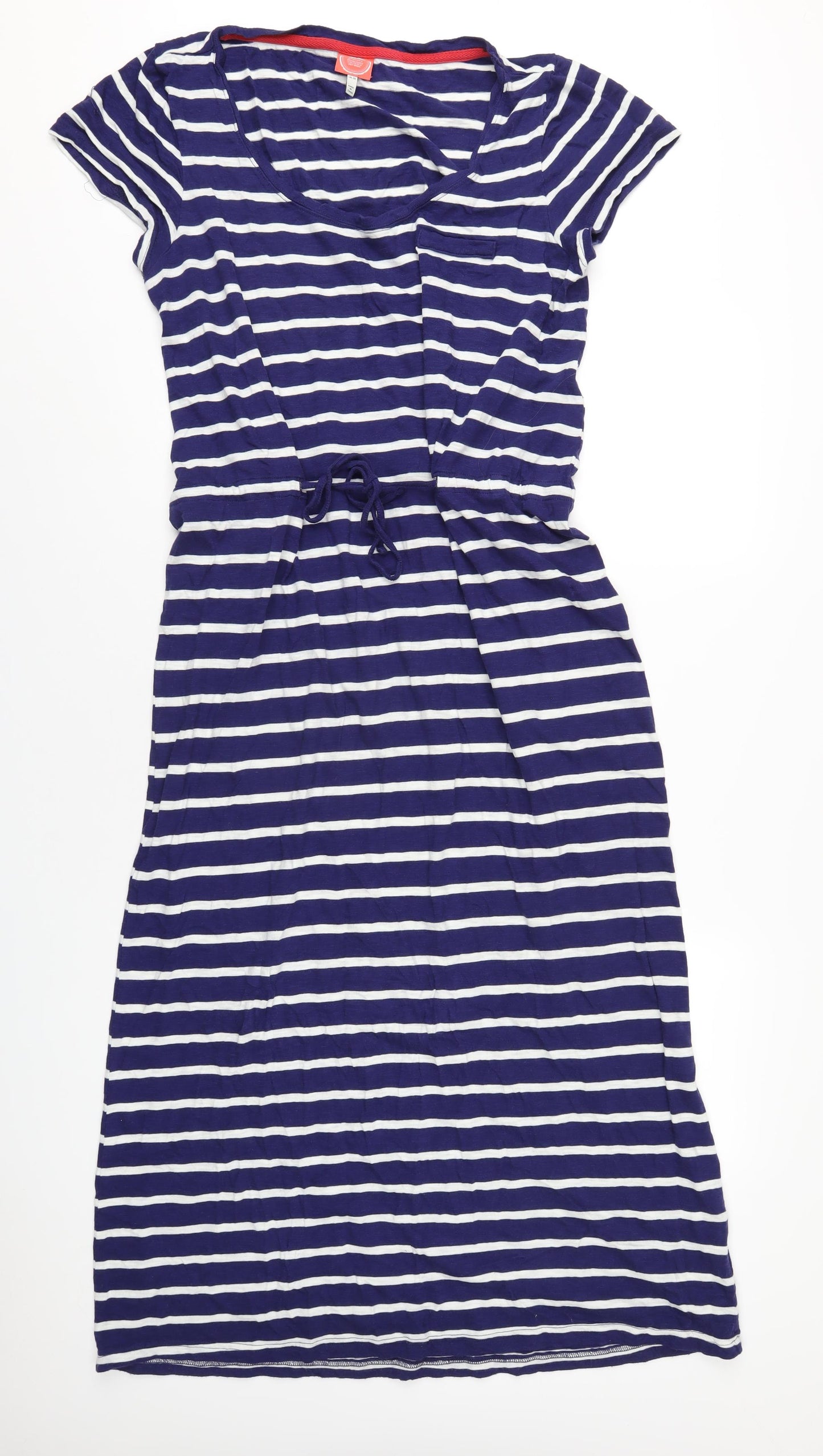 Joules Womens Blue Striped Cotton A-Line Size 20 Scoop Neck Pullover
