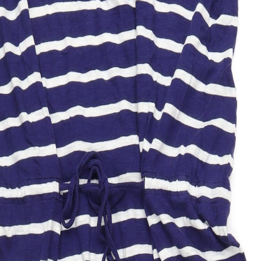 Joules Womens Blue Striped Cotton A-Line Size 20 Scoop Neck Pullover