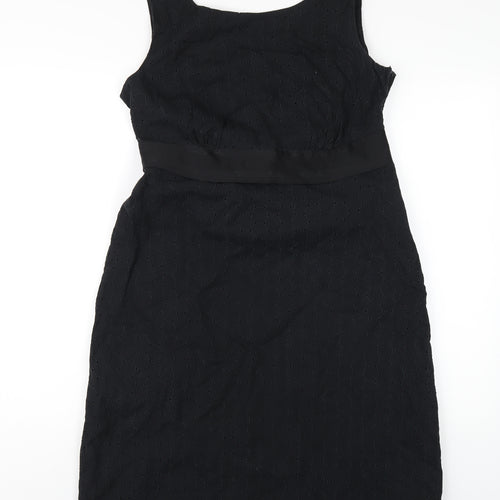 Monsoon Womens Black Cotton A-Line Size 16 Round Neck Zip