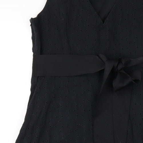 Monsoon Womens Black Cotton A-Line Size 16 Round Neck Zip