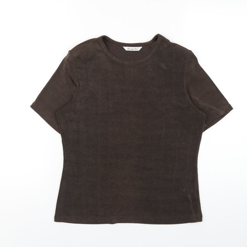 Berkertex Womens Brown Polyester Basic T-Shirt Size 12 Round Neck