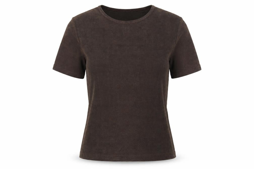 Berkertex Womens Brown Polyester Basic T-Shirt Size 12 Round Neck