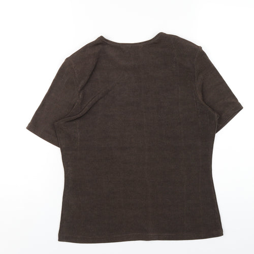 Berkertex Womens Brown Polyester Basic T-Shirt Size 12 Round Neck