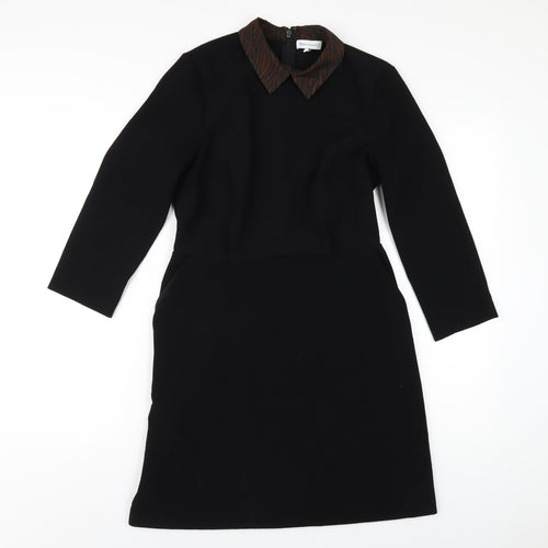 Warehouse Womens Black Polyester A-Line Size 10 Collared Zip