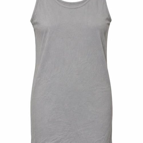 Topshop Womens Grey Cotton Tank Dress Size 14 Scoop Neck Pullover