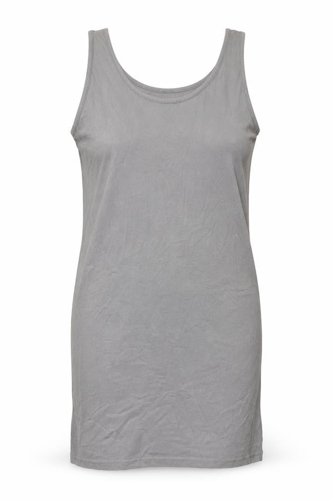 Topshop Womens Grey Cotton Tank Dress Size 14 Scoop Neck Pullover