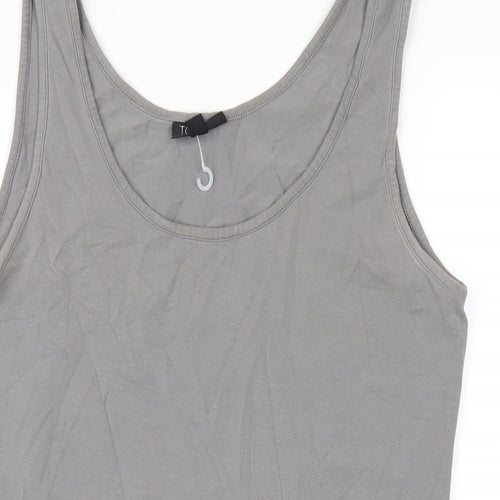 Topshop Womens Grey Cotton Tank Dress Size 14 Scoop Neck Pullover