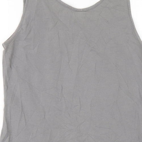 Topshop Womens Grey Cotton Tank Dress Size 14 Scoop Neck Pullover
