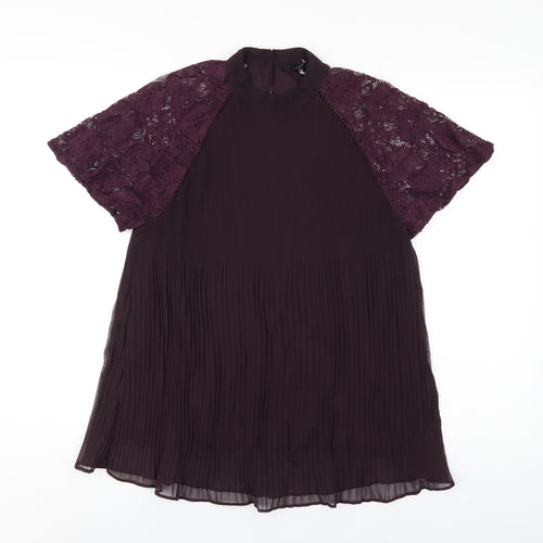 NEXT Womens Purple Polyester Basic Blouse Size 8 Round Neck