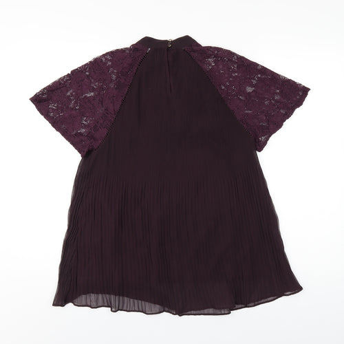 NEXT Womens Purple Polyester Basic Blouse Size 8 Round Neck