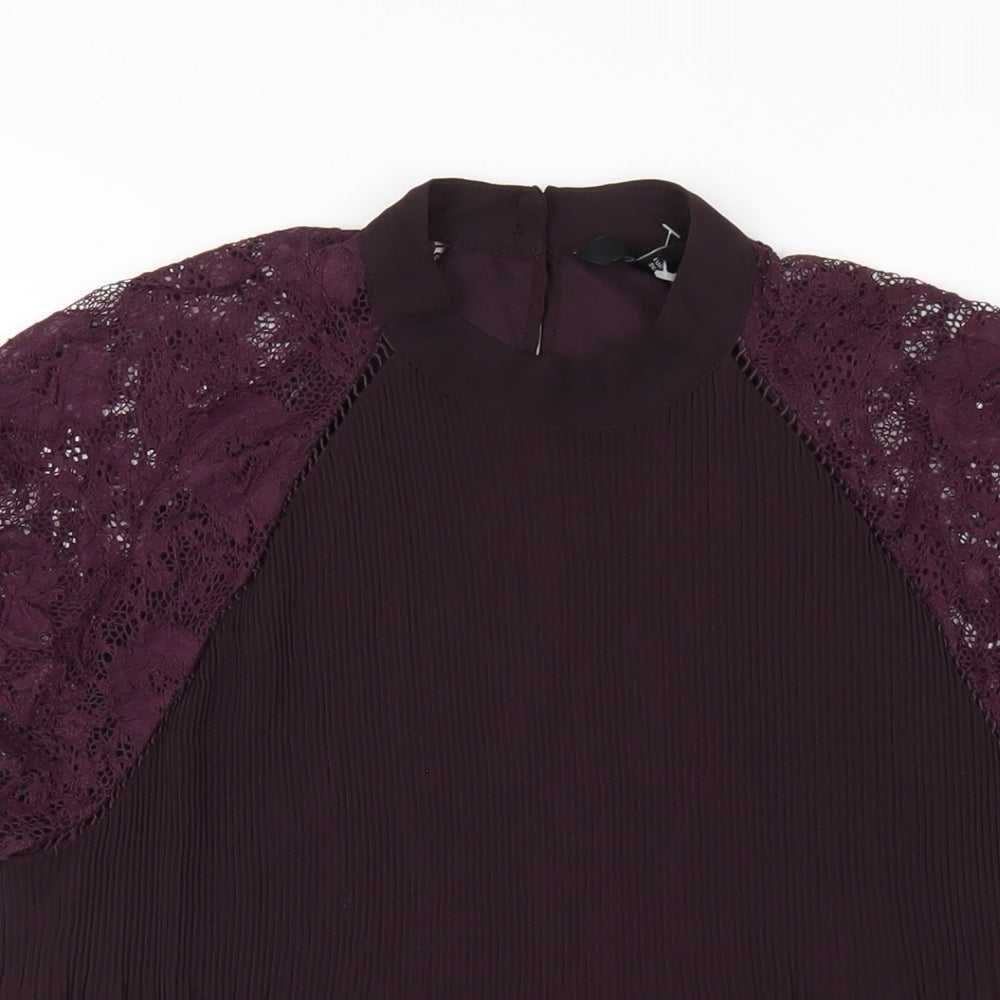 NEXT Womens Purple Polyester Basic Blouse Size 8 Round Neck