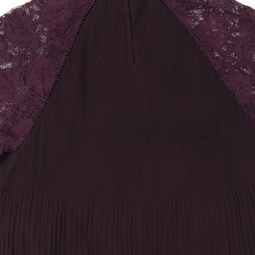 NEXT Womens Purple Polyester Basic Blouse Size 8 Round Neck