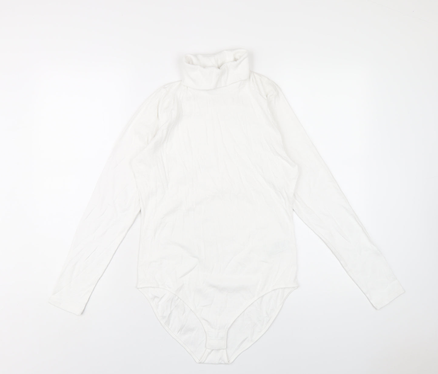 Marks and Spencer Womens White Cotton Bodysuit One-Piece Size 18 Snap
