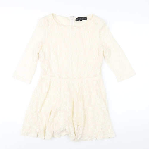 Topshop Womens Ivory Nylon A-Line Size 10 Round Neck Zip