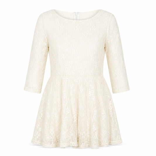 Front view of Topshop women’s ivory nylon a-line, size UK 10, round neck zip