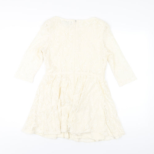 Topshop Womens Ivory Nylon A-Line Size 10 Round Neck Zip