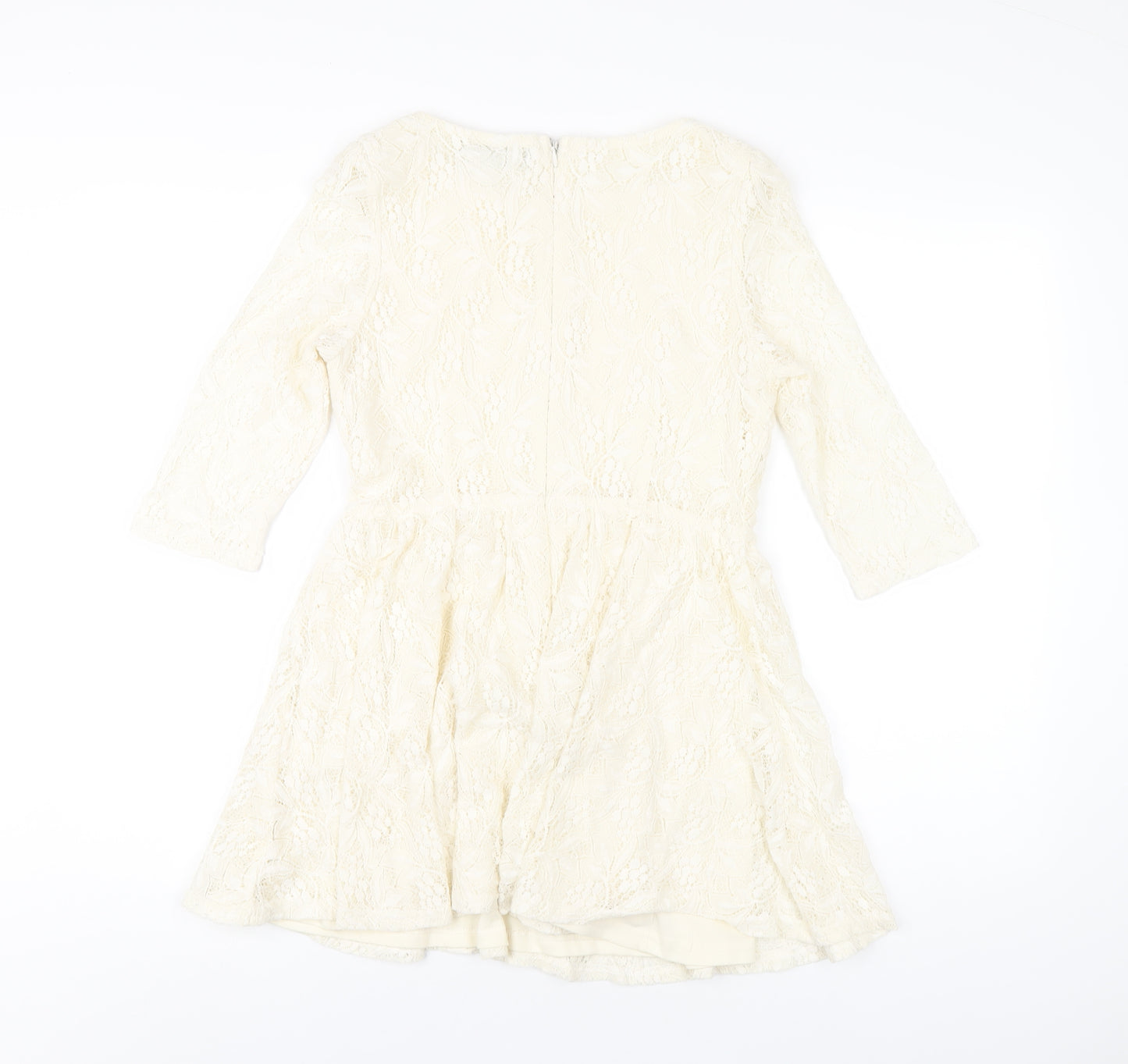 Topshop Womens Ivory Nylon A-Line Size 10 Round Neck Zip