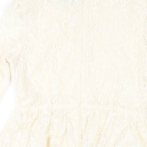 Topshop Womens Ivory Nylon A-Line Size 10 Round Neck Zip