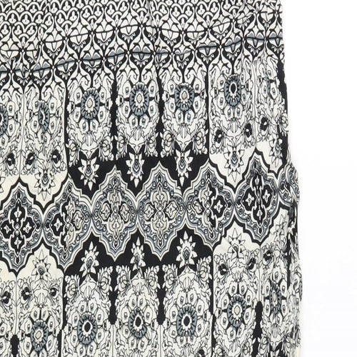 Motel Womens Black Geometric Viscose Camisole T-Shirt Size S Square Neck - Side Slit