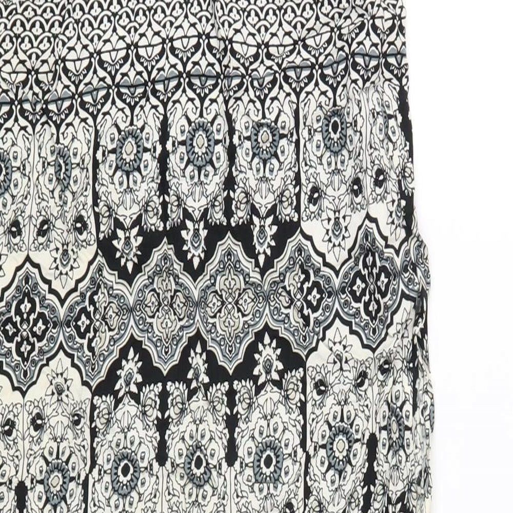Motel Womens Black Geometric Viscose Camisole T-Shirt Size S Square Neck - Side Slit
