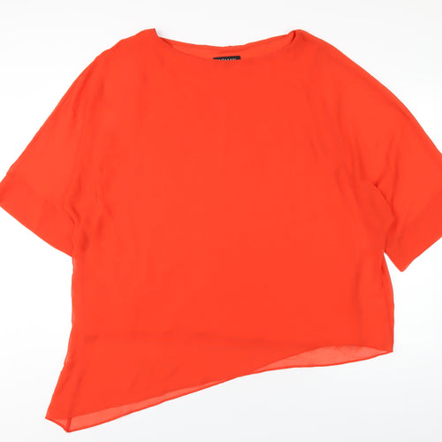 Roman Womens Orange Polyester Basic T-Shirt Size L Round Neck