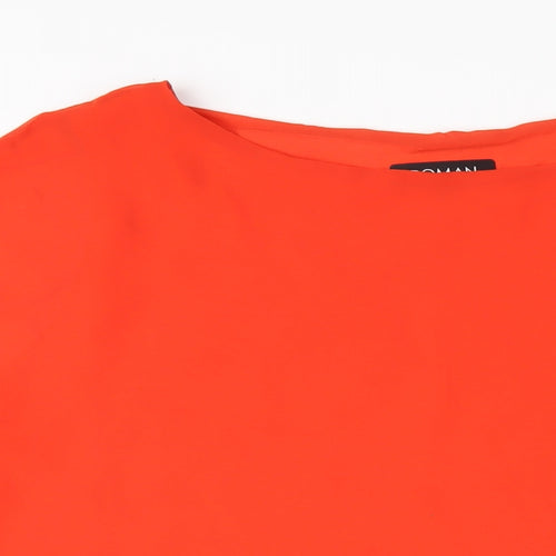 Roman Womens Orange Polyester Basic T-Shirt Size L Round Neck