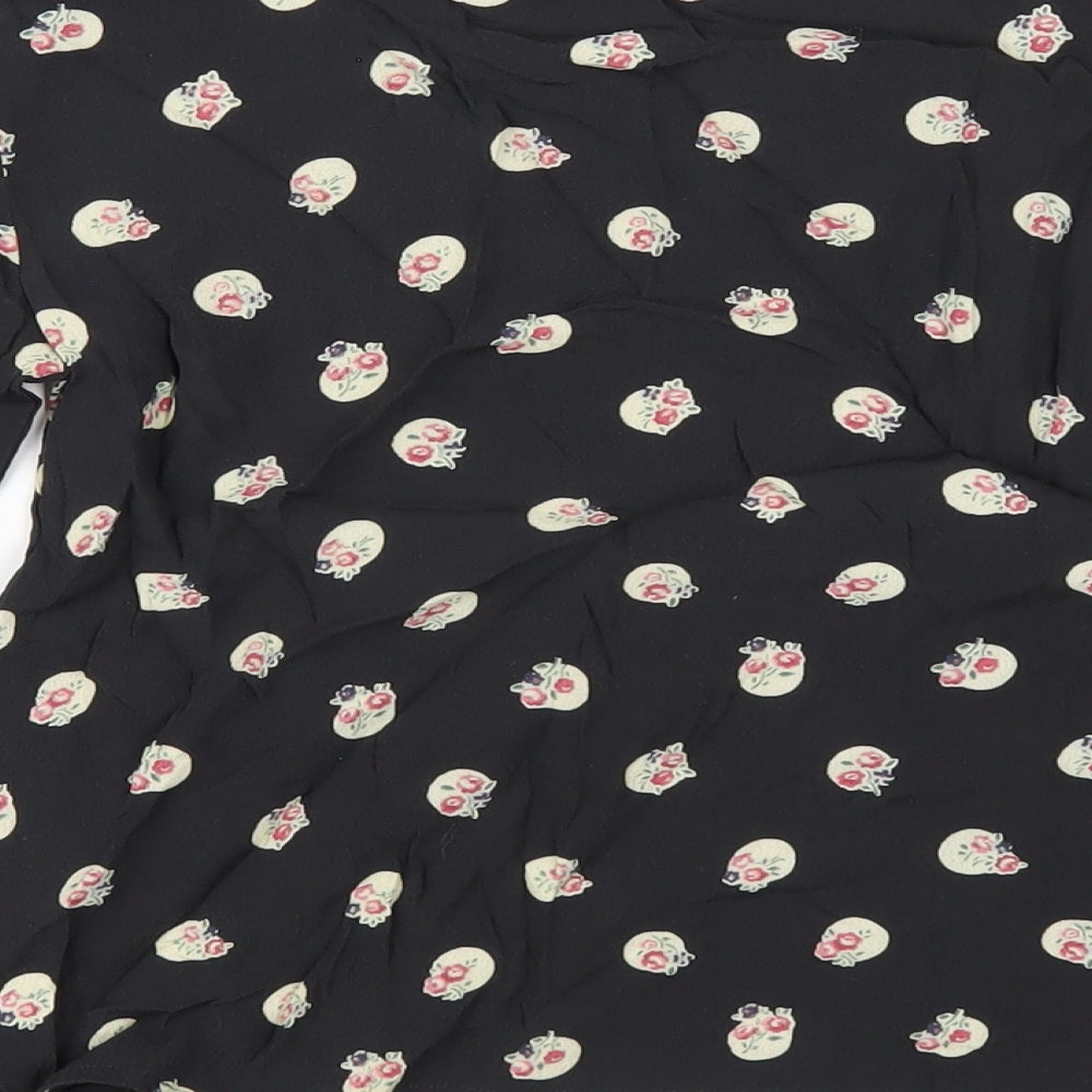 Cath Kidston Womens Black Geometric Viscose Basic T-Shirt Size 6 Round Neck