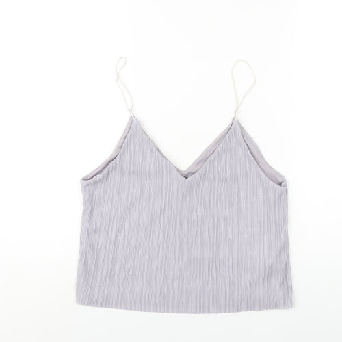 New Look Womens Grey Polyester Camisole T-Shirt Size 14 V-Neck