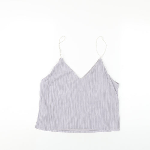 New Look Womens Grey Polyester Camisole T-Shirt Size 14 V-Neck