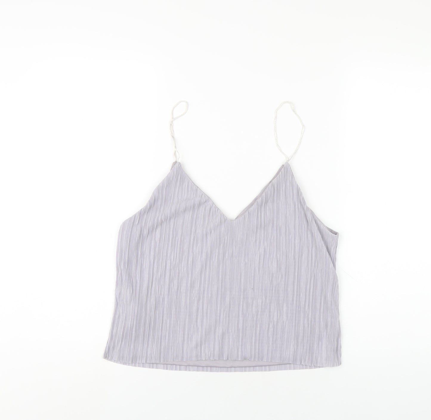New Look Womens Grey Polyester Camisole T-Shirt Size 14 V-Neck