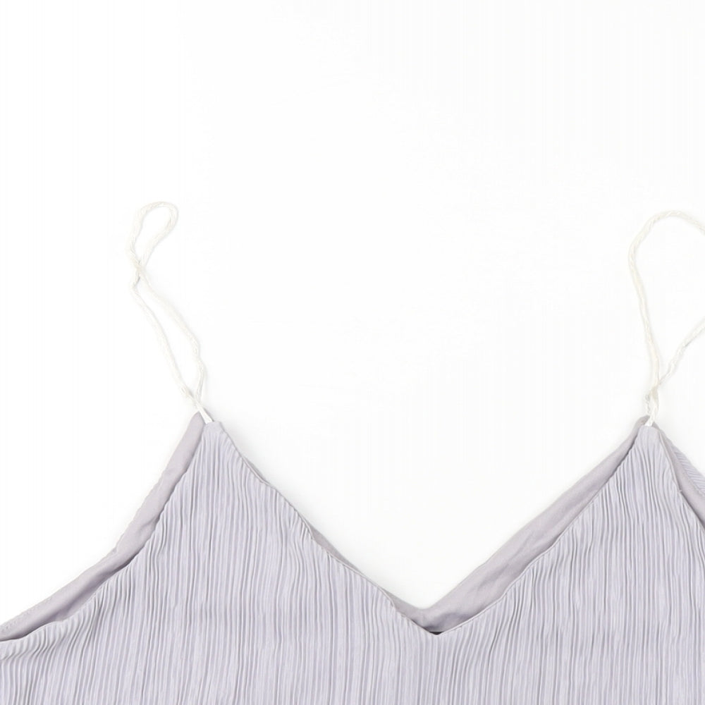 New Look Womens Grey Polyester Camisole T-Shirt Size 14 V-Neck