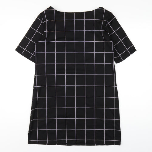 Dorothy Perkins Womens Black Check Polyester A-Line Size 12 Round Neck Pullover