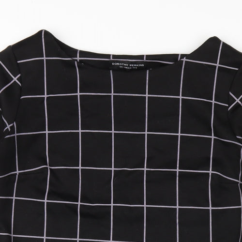 Dorothy Perkins Womens Black Check Polyester A-Line Size 12 Round Neck Pullover