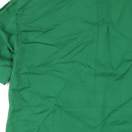 Warehouse Womens Green Viscose A-Line Size 8 Round Neck Button