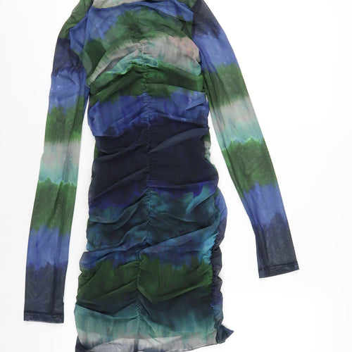 Stradivarius Womens Multicoloured Tie Dye Polyester Mini Size S Round Neck Pullover