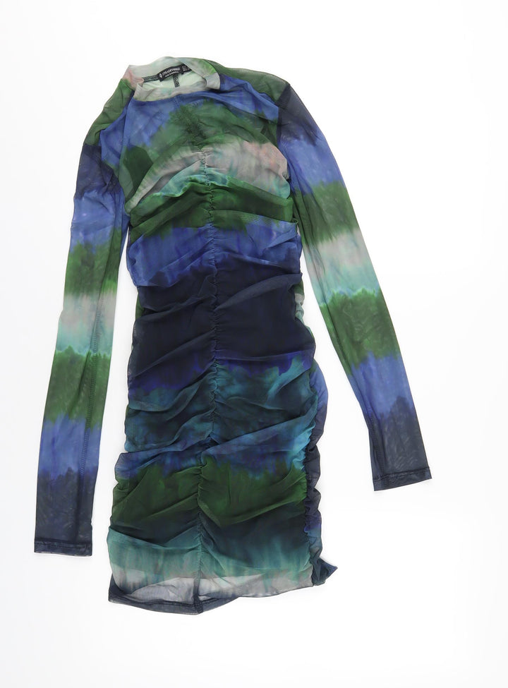 Stradivarius Womens Multicoloured Tie Dye Polyester Mini Size S Round Neck Pullover