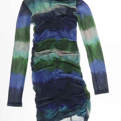 Stradivarius Womens Multicoloured Tie Dye Polyester Mini Size S Round Neck Pullover