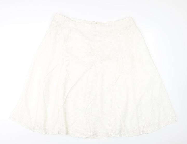 Classic Womens Ivory Viscose A-Line Skirt Size 22 Zip