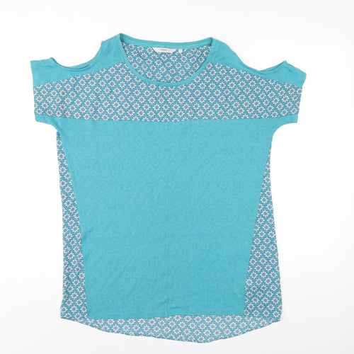 NEXT Womens Blue Geometric Polyester Basic T-Shirt Size 14 Round Neck