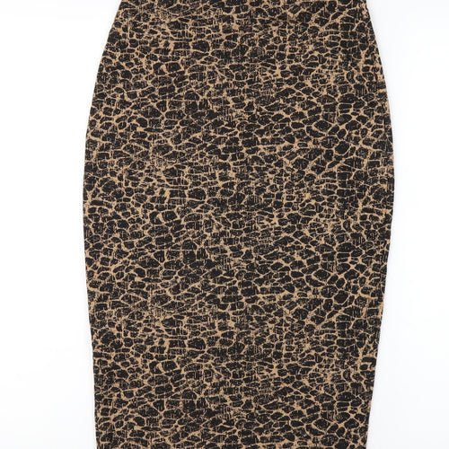 ASOS Womens Brown Geometric Polyester Straight & Pencil Skirt Size 8