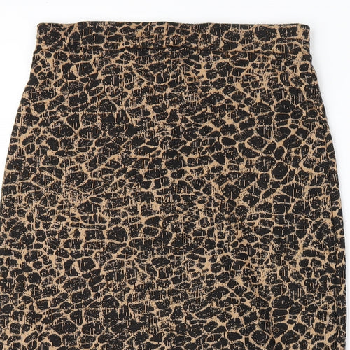 ASOS Womens Brown Geometric Polyester Straight & Pencil Skirt Size 8