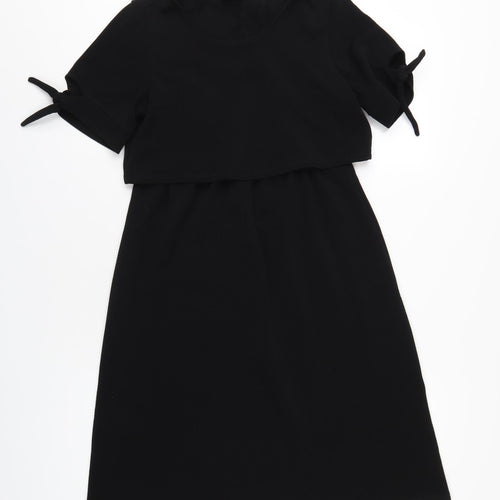 Dorothy Perkins Womens Black Polyester A-Line Size 8 Round Neck Pullover