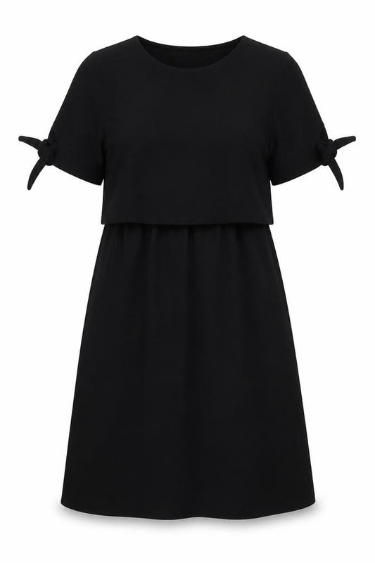 Front view of Dorothy Perkins women’s black polyester a-line, size UK 8, round neck pullover