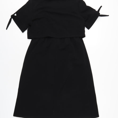 Dorothy Perkins Womens Black Polyester A-Line Size 8 Round Neck Pullover